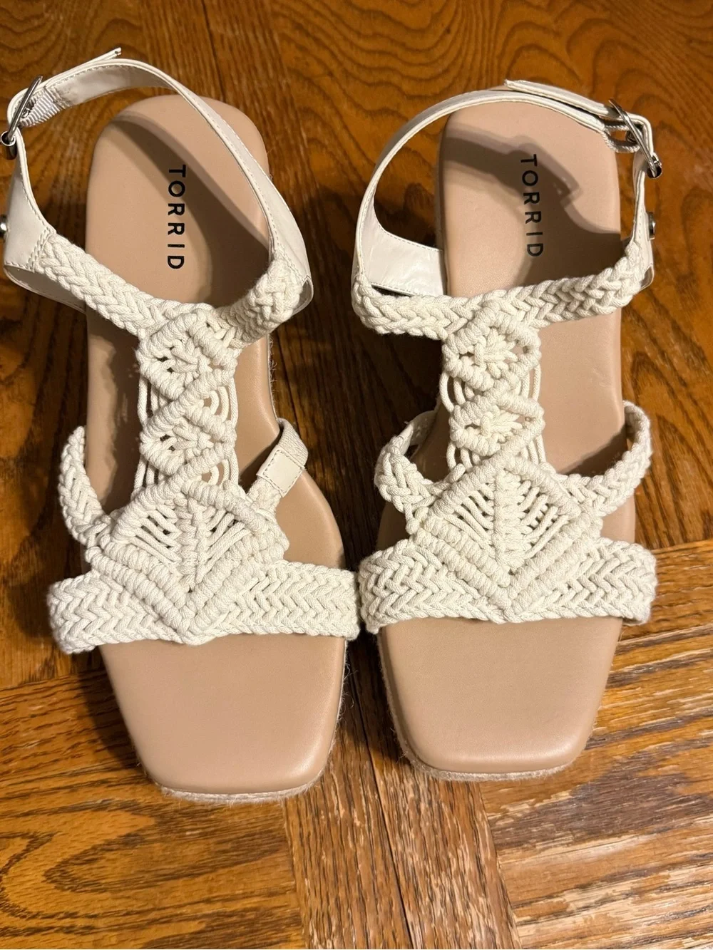 Torrid Macrame Cream Braided Espadrille Wedge Sandals Sz 11 WW